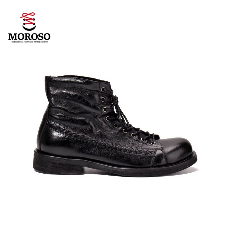 New Style Vintage Faux Leather Men's Fashion Martin Boots Lace-Up Flat Casual Boots Ankle Boots for Men