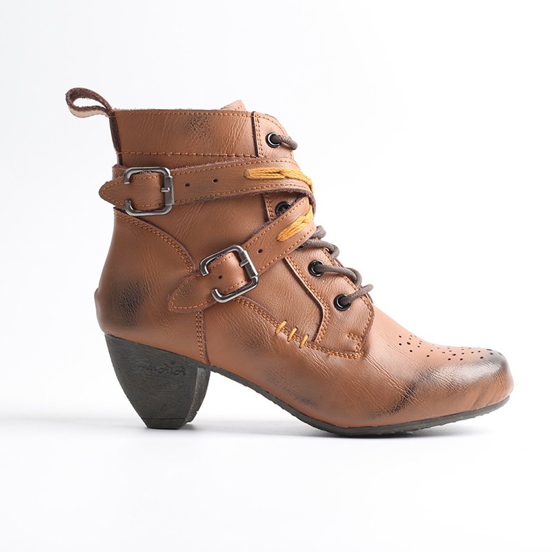Ankle Boots For Women'S Thick Heel Leather Platform Boots Women Shoes Ladies Ankle Boots