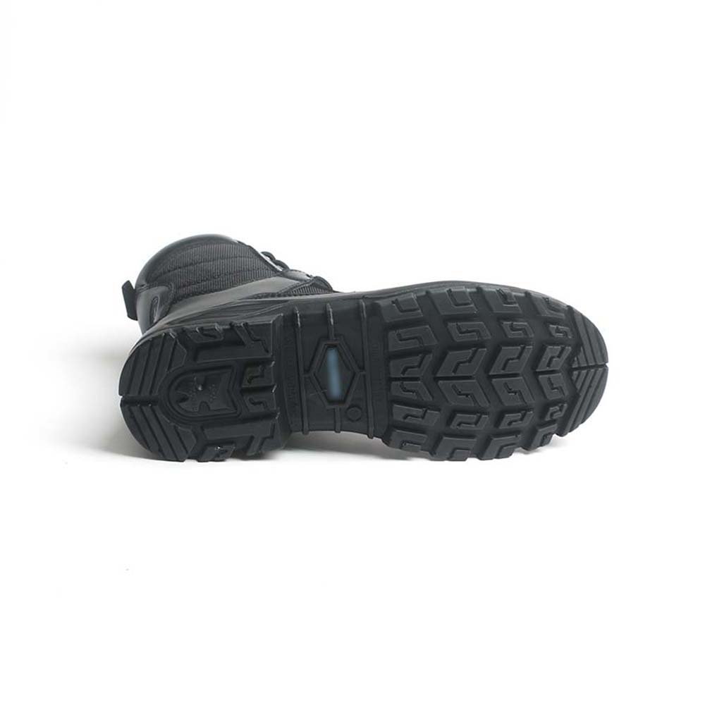 High-cut Comfortable Black Leather Tactical Boots with Zipper Safety Shoes for Men