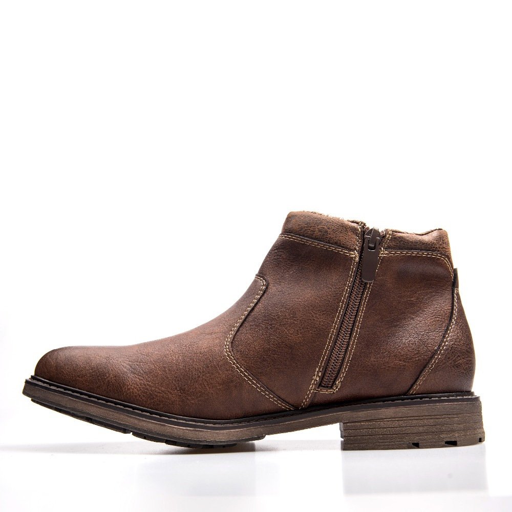Fashion Height Increasing Snow Men's PU Leather Resistant Boot Dress Shoes Men Ankle Boots