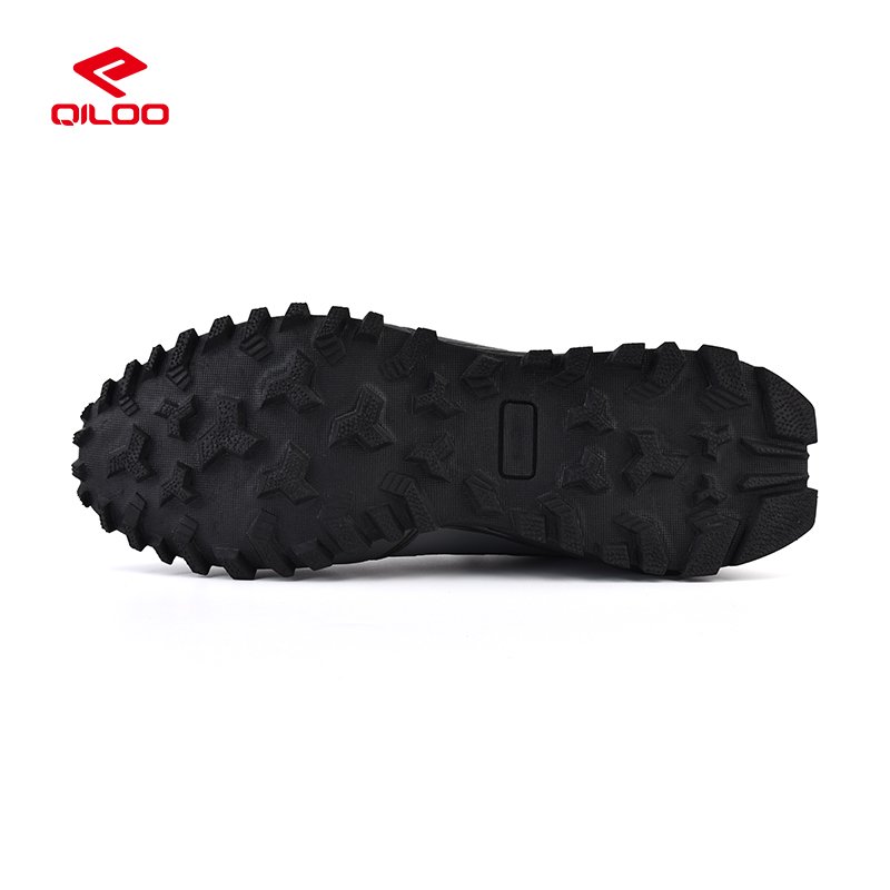 QILOO Custom Logo Men's High Quality Sport Shoes Wholesale Waterproof Black High Heel Hiking Boots Summer Season Rubber Insole