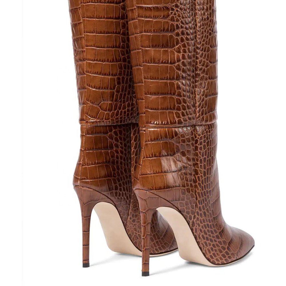 2021 High Heel Knee High Boots Women Crocodile Boot Ladies Tube Long Tall Boots