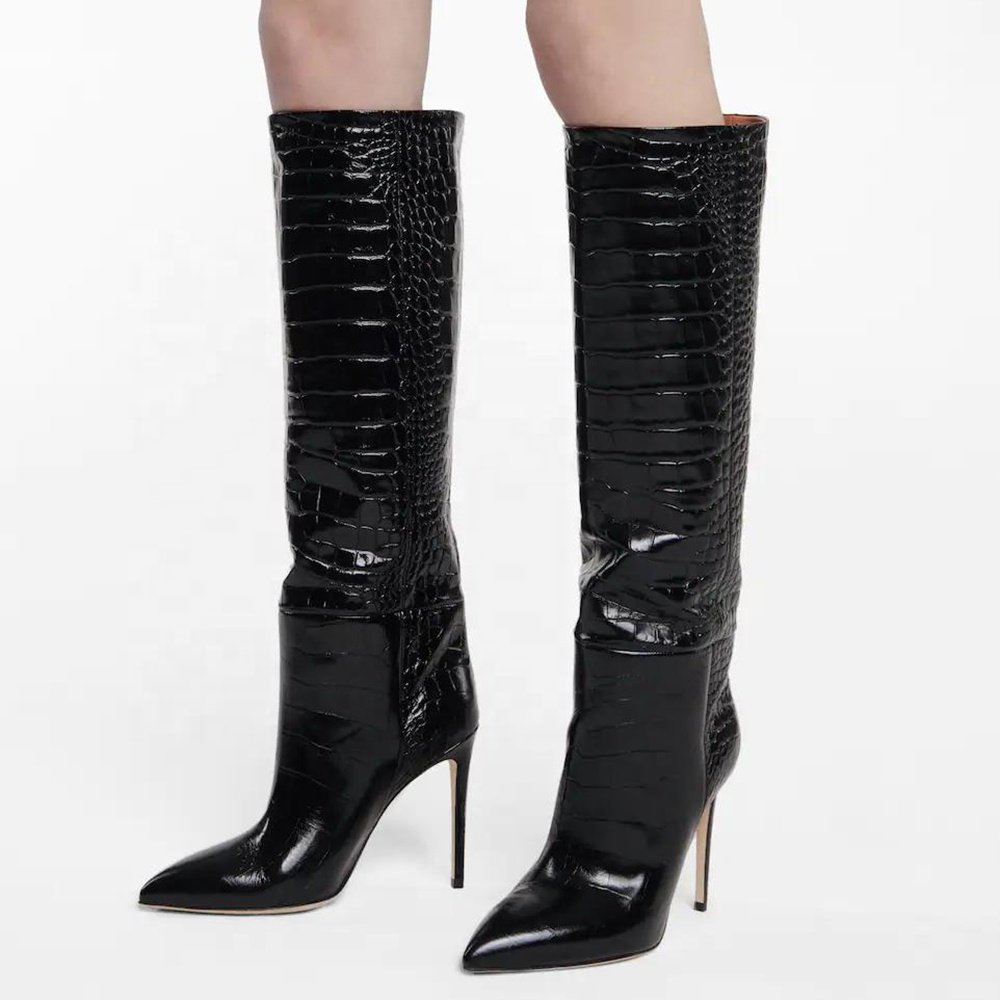 2021 High Heel Knee High Boots Women Crocodile Boot Ladies Tube Long Tall Boots