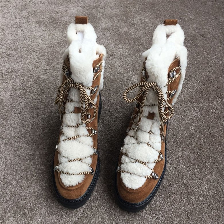 New design lace-up plush snow warm ankle women winter boots 2024