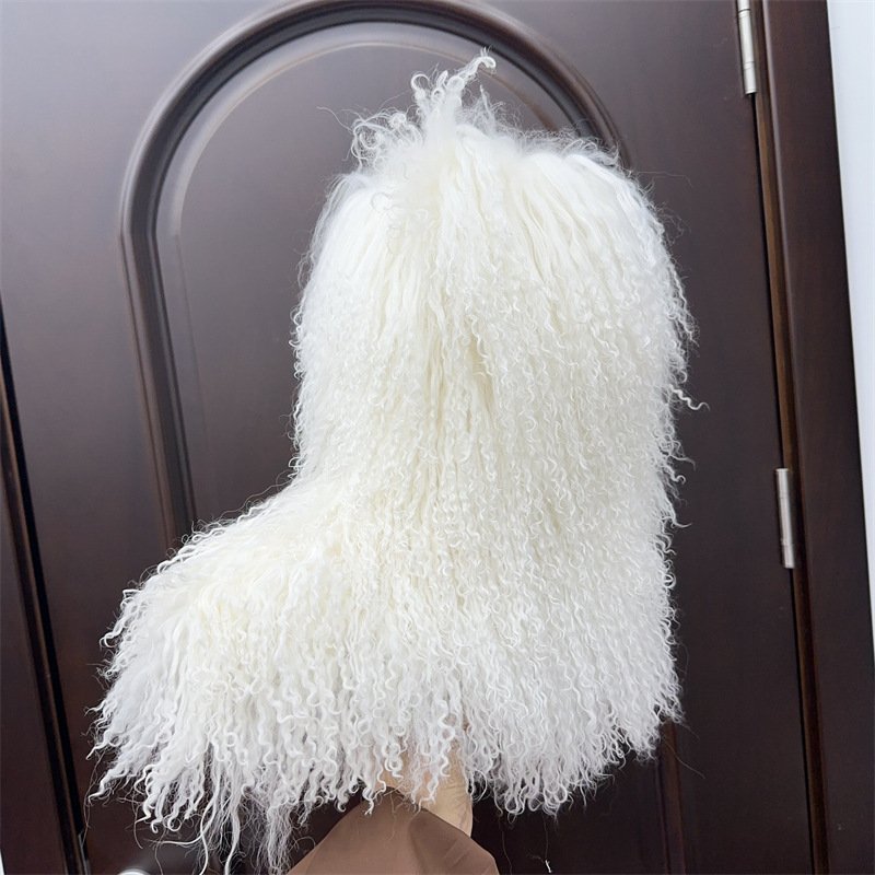 Women's Winter Fluffy Faux Fur Boots Woman Plush Warm Snow Boots Luxury Footwear Furry Fur Boots