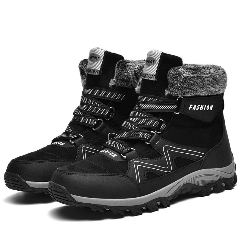 2024 New Popular Water Resistant Mens Shearling Shoes Large Size Sheepskin GirlS Snow Winter Boots Walking Cotton Shoes