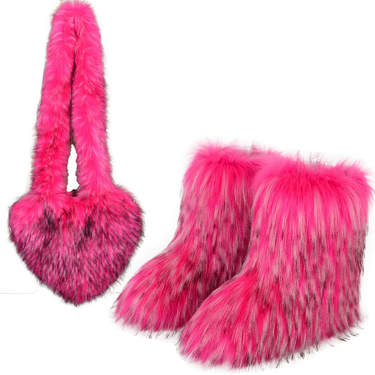 Women's imitation raccoon fur boots Manufacturer wholesale high quality snow boots Women's crossbody bag set Fur snow boots