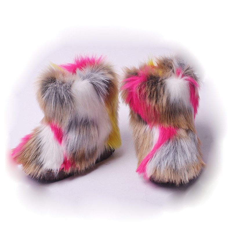 special design baby pink and colorful snow boots children luxury high quality shoes