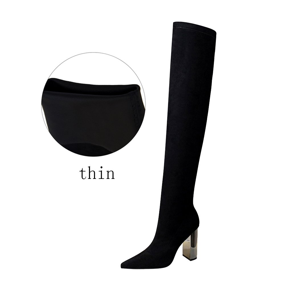 3128-6 bigtree fashion metal with thick with high heel suede pointed sexy nightclub was thin pedicure over the knee boots