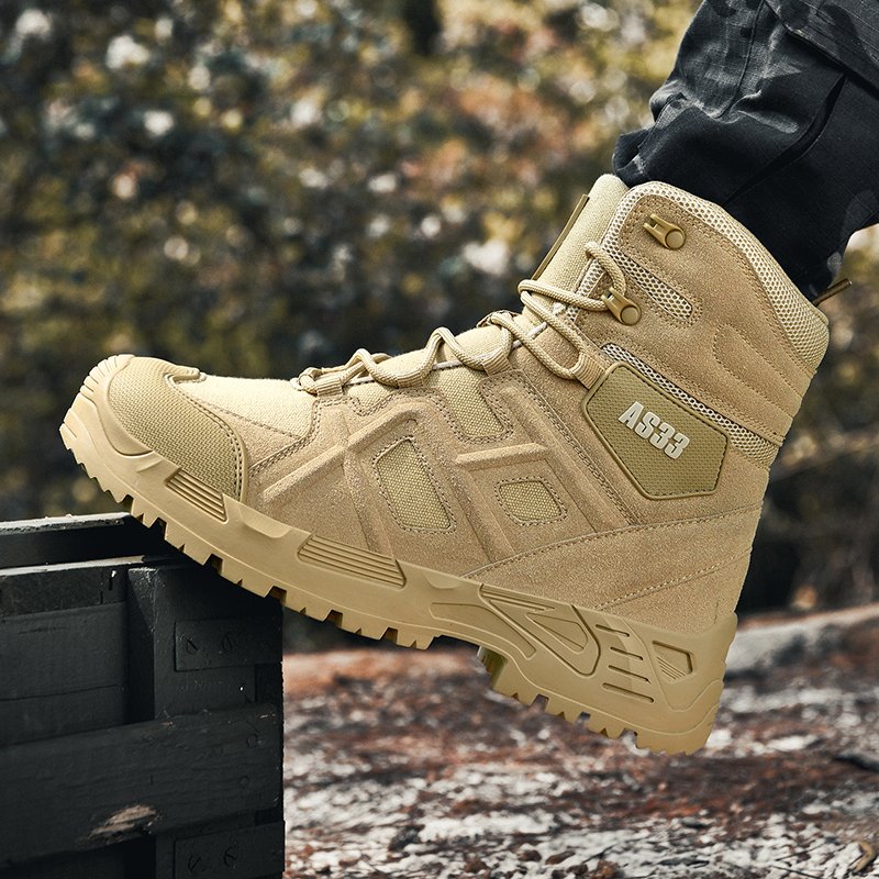 Men's Mid-Calf Tactical High Top Boots Wholesale Waterproof Lace-Up Summer Winter Desert Tooling Boot Anti-Slip Feature Suede
