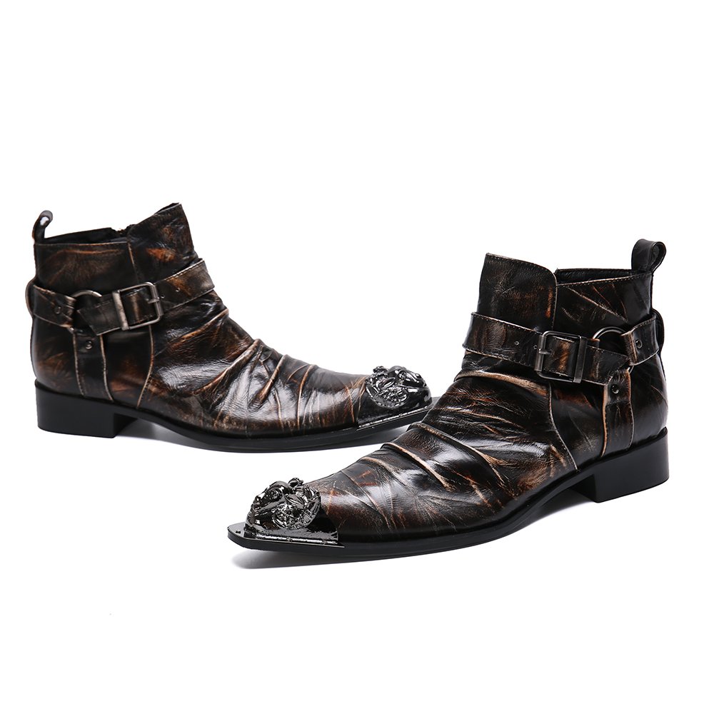 NA325 Men Boots Cowboy Combat Boots Leather High Top Male Shoes Tactical Vintage Motorcycle Boots Leather Oxfords
