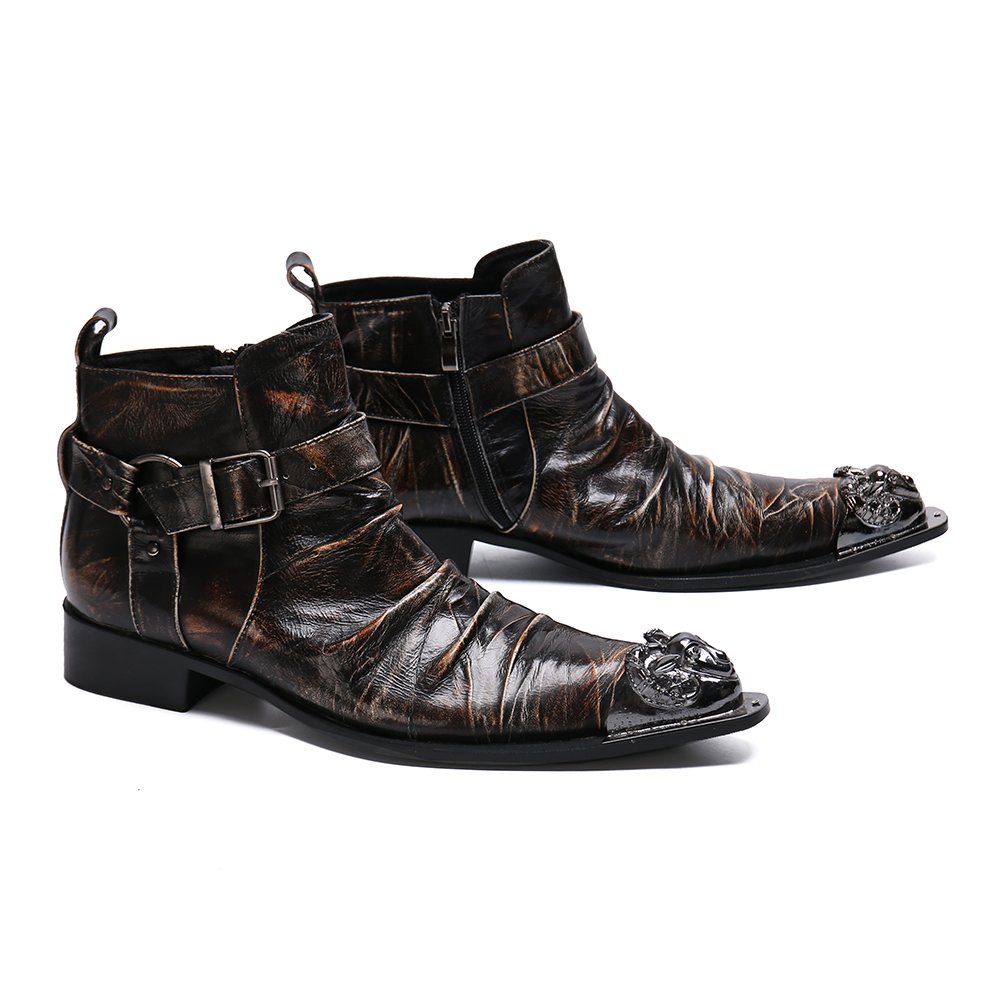NA325 Men Boots Cowboy Combat Boots Leather High Top Male Shoes Tactical Vintage Motorcycle Boots Leather Oxfords
