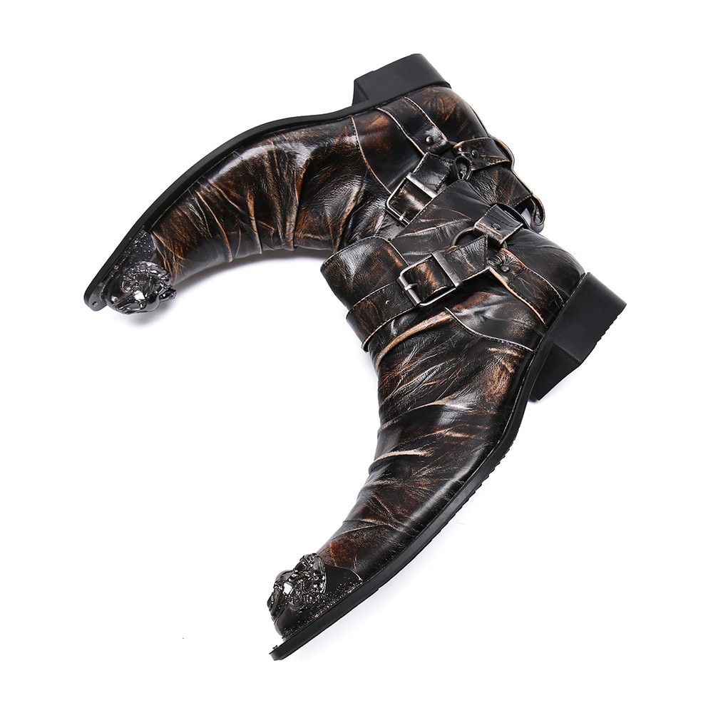 NA325 Men Boots Cowboy Combat Boots Leather High Top Male Shoes Tactical Vintage Motorcycle Boots Leather Oxfords
