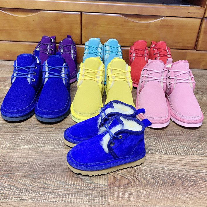 Hot Selling Sheepskin Warm Women's Medium Boots Newly Arrived Sheepskin Boots Lace Up Rhinestone Winter Warm Women's Snow Boots