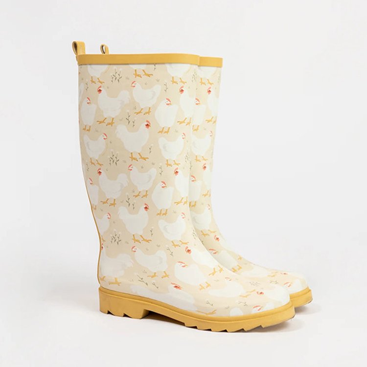 Fashion Adult All Season Flower Printed Rubber Wellies Wellington Waterproof Rain Boots For Women