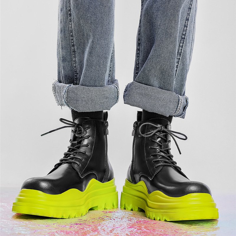 2022 Male Shoes Split Leather Ankle Boots Non-slip Fashion Winter Luxury Designer Platform Mens Chunky Boots for Men