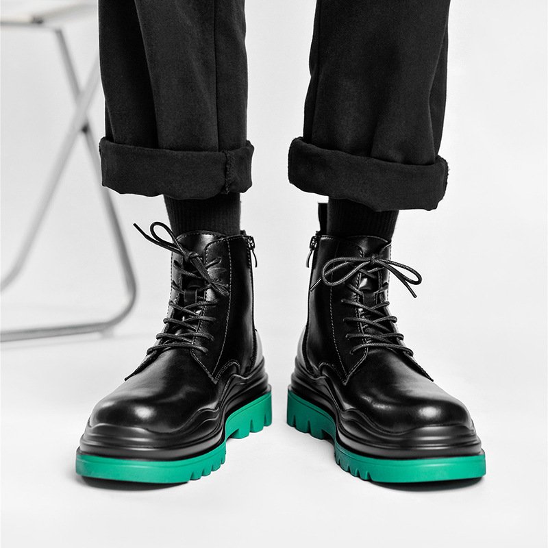 2022 Male Shoes Split Leather Ankle Boots Non-slip Fashion Winter Luxury Designer Platform Mens Chunky Boots for Men