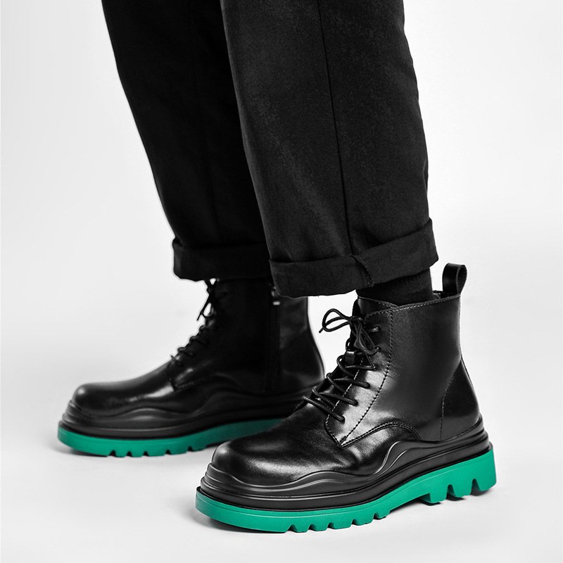 2022 Male Shoes Split Leather Ankle Boots Non-slip Fashion Winter Luxury Designer Platform Mens Chunky Boots for Men