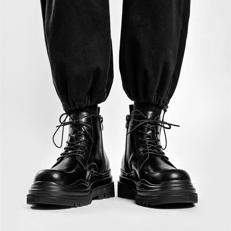 2022 Male Shoes Split Leather Ankle Boots Non-slip Fashion Winter Luxury Designer Platform Mens Chunky Boots for Men