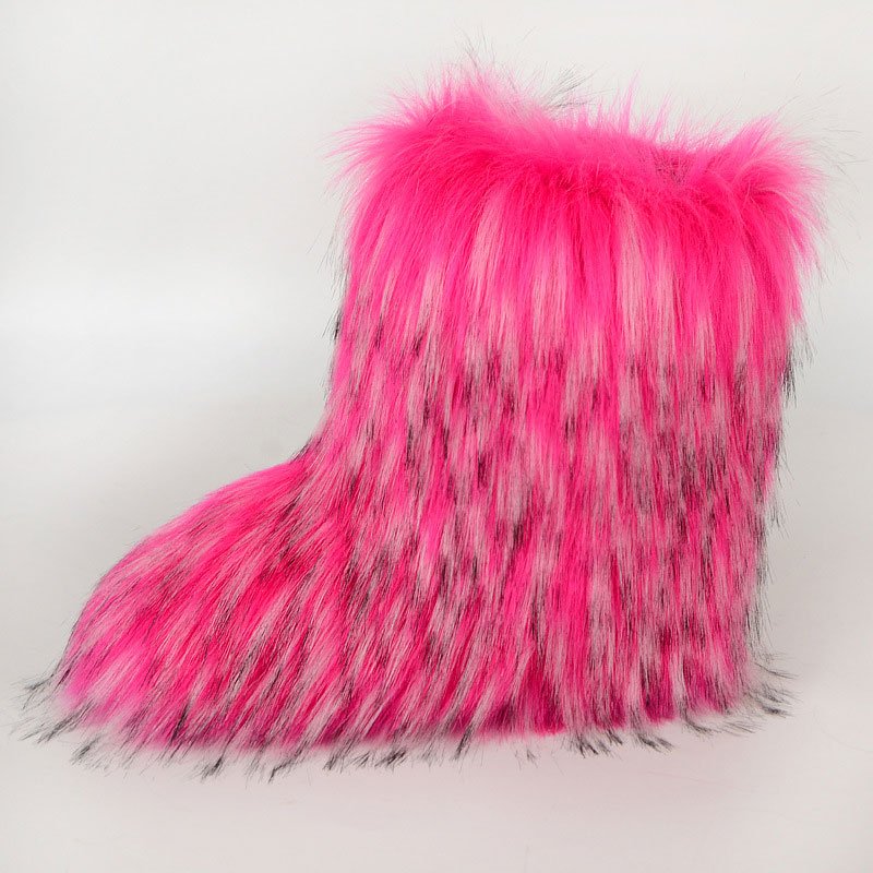 Wholesale Snow Boots Girls Women Shoes Colorful Full Fur Coverage Furry Winter Faux Fur Boots For Women