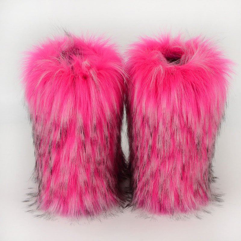 Wholesale Snow Boots Girls Women Shoes Colorful Full Fur Coverage Furry Winter Faux Fur Boots For Women