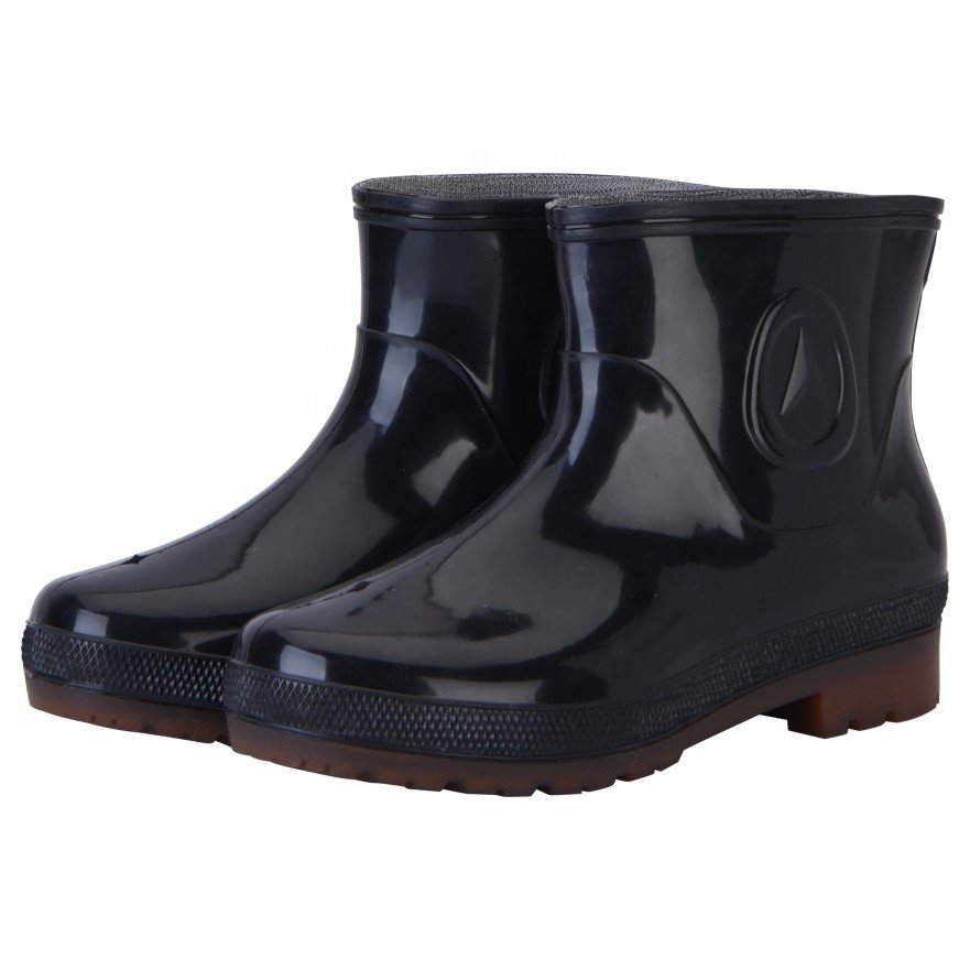 PVC nonslip cheap black white working rubber sweatabsorbing men ankle rubber rain boots