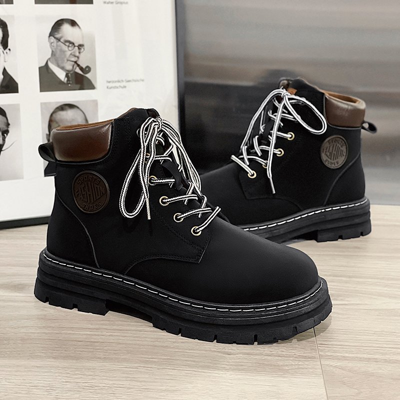 Wholesale Frosted Leather Surface Martin Shoes Versatile Thick Soled Boots Big Boots For Men