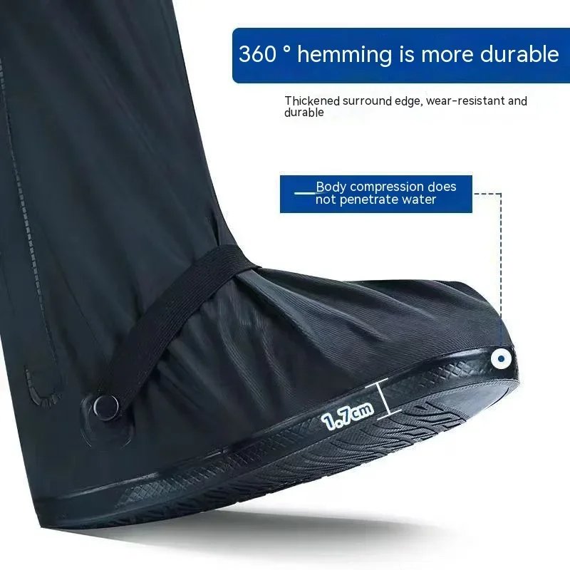Unisex Reusable Rain Boot Shoe Covers Black Waterproof High Top Shoes Covers for Motorcycle Bike Rain Covers Men Women