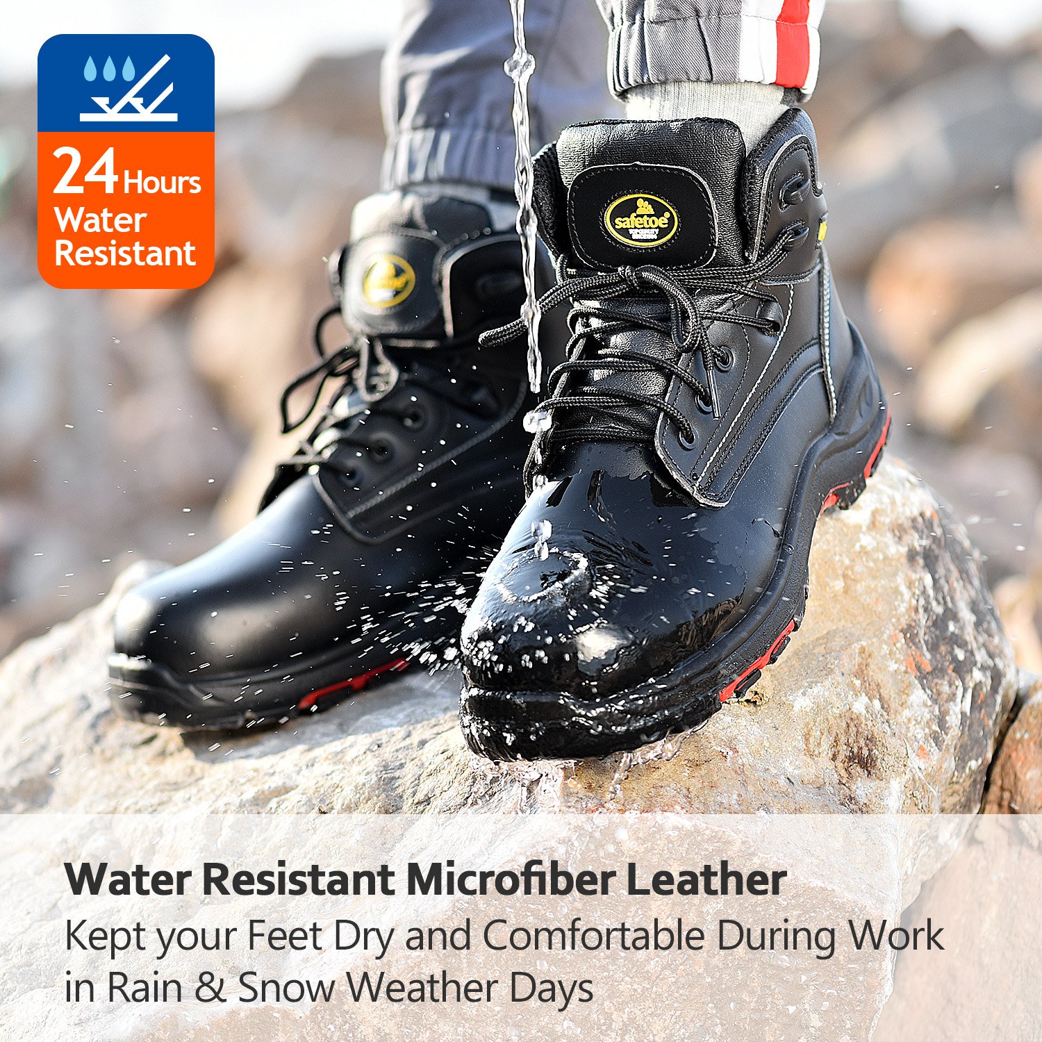 safety shoes manufacturers Fashion Safety Boots Men Steel Toe Industrial black safety shoes
