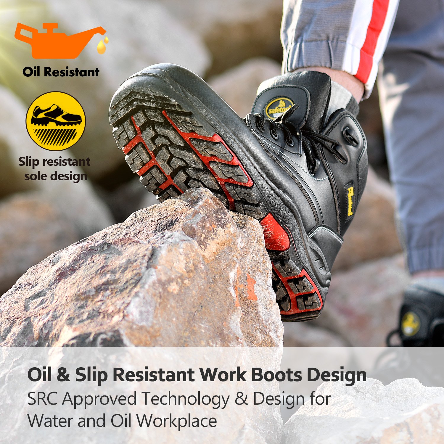 safety shoes manufacturers Fashion Safety Boots Men Steel Toe Industrial black safety shoes