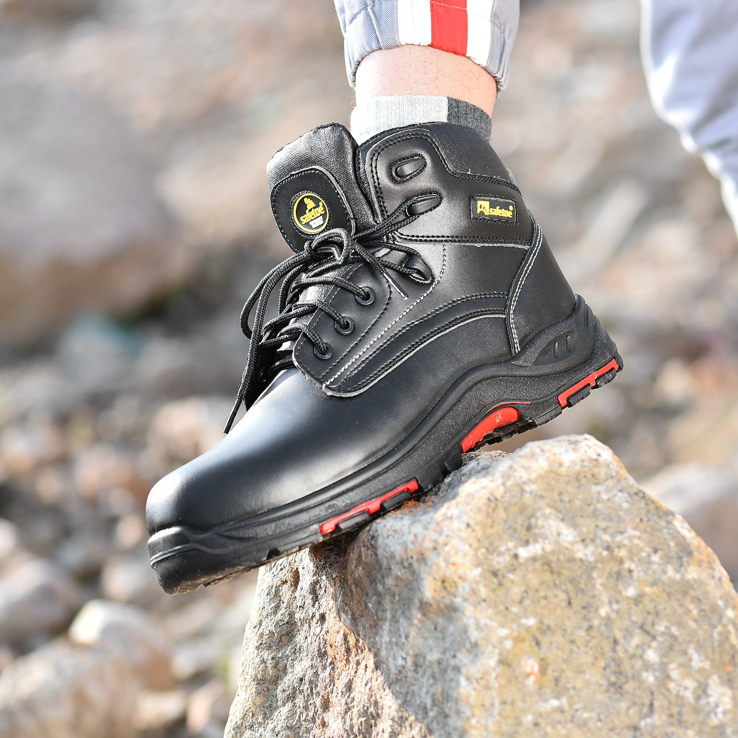 safety shoes manufacturers Fashion Safety Boots Men Steel Toe Industrial black safety shoes