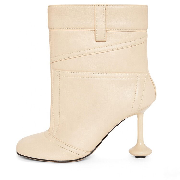 2024 Dropshipping Custom Chaussures Stilettos Pointed Toe Botas de mujer Boots Fashion Chunky Heel Woman Leather Ankle Boots