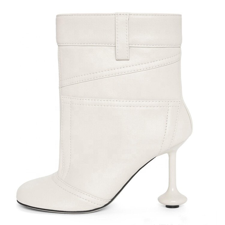 2024 Dropshipping Custom Chaussures Stilettos Pointed Toe Botas de mujer Boots Fashion Chunky Heel Woman Leather Ankle Boots