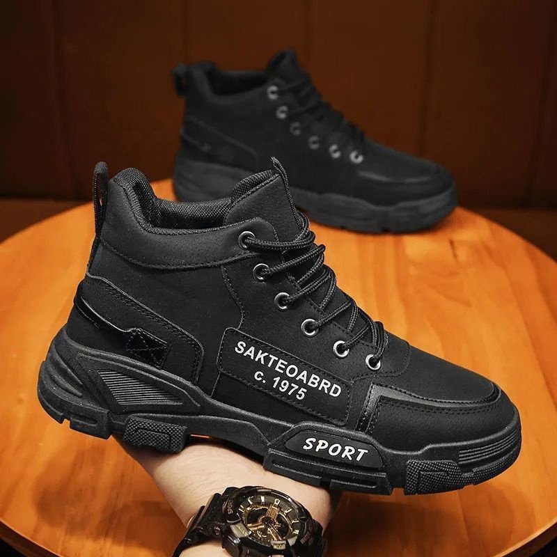 Y customizable men's martin boots shoes new breathable high-top shoes men's british style cargo shoes casual sneakers men