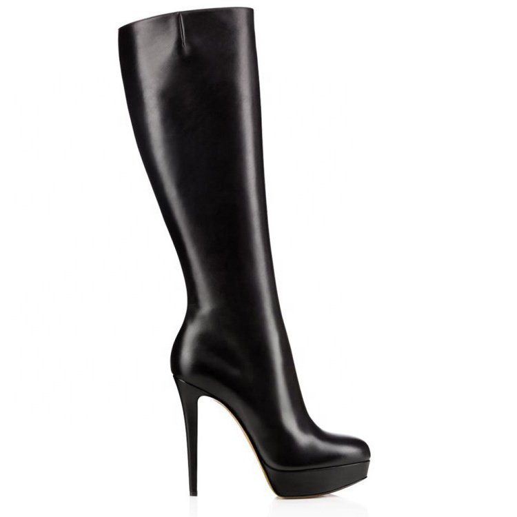 Winter sexy customized colors classic black platform leather boots over knee women