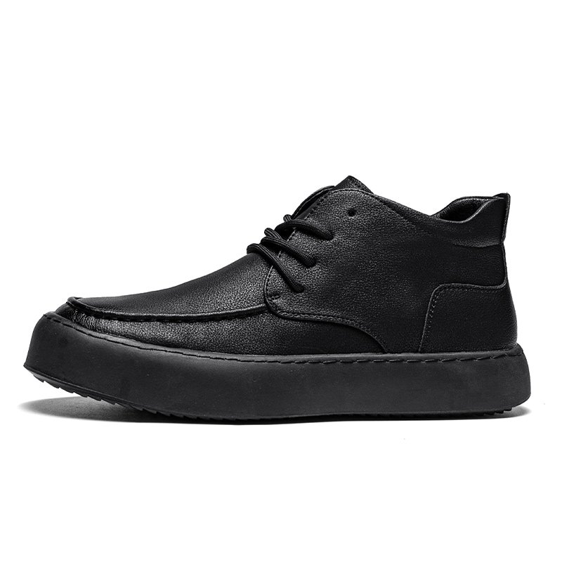 Custom Genuine Leather Shoes British Style Men Fashion Height Increasing Flat Men's Casual Retro Ankle Boots