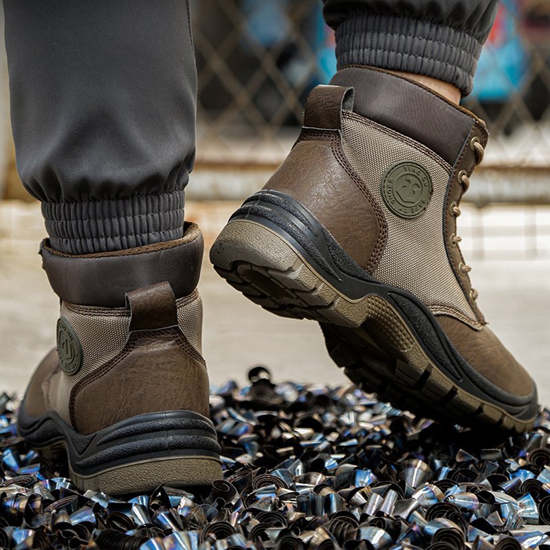 Black Brown Nubuck Leather Steel Toe Cap Goodyear Welted Safety Boots Safety Shoes Supplier Work Boots for Men