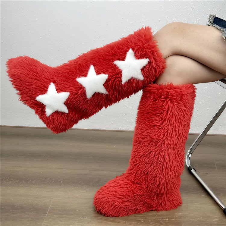 Women Snow Boots Winter Female Boots Thick Plush Ladies Furry Faux Fur Long Warm Shoes Fashion Fur Woman Shoes