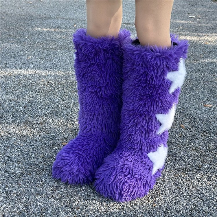Women Snow Boots Winter Female Boots Thick Plush Ladies Furry Faux Fur Long Warm Shoes Fashion Fur Woman Shoes