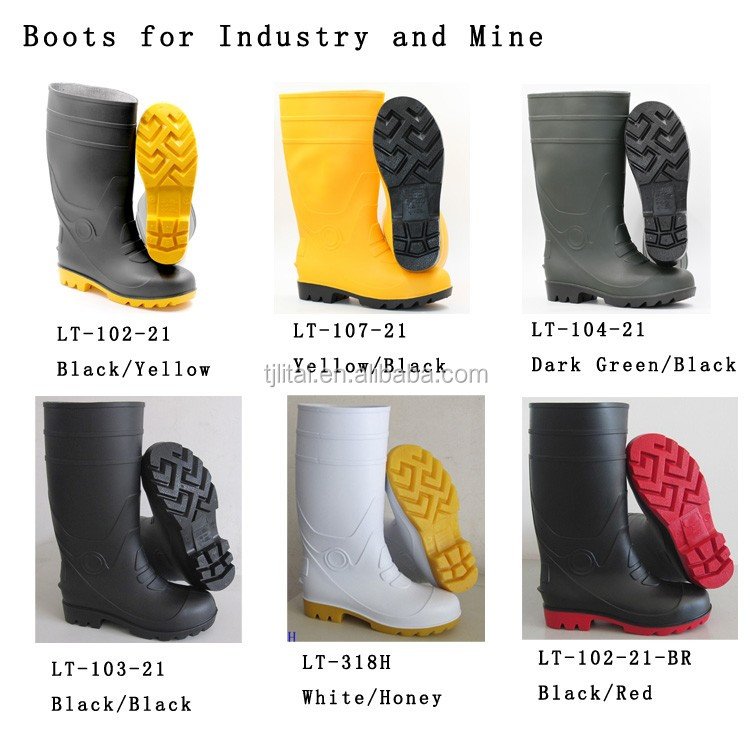thick Soled unisex anti-slip wellington plastic safety boots pvc gum boots rain waterproof men for adults