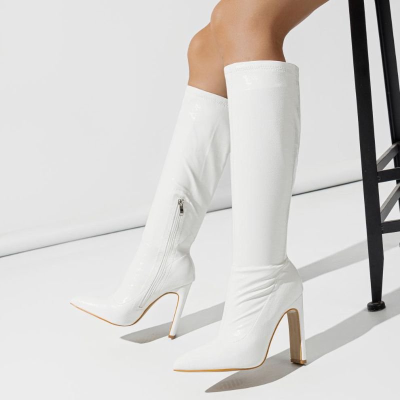 2024 New Design Botas Fashion Female Chunky Heel Shoes Western Black Knee High Women Boots