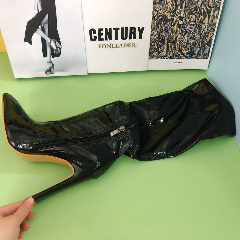 2024 New Design Botas Fashion Female Chunky Heel Shoes Western Black Knee High Women Boots