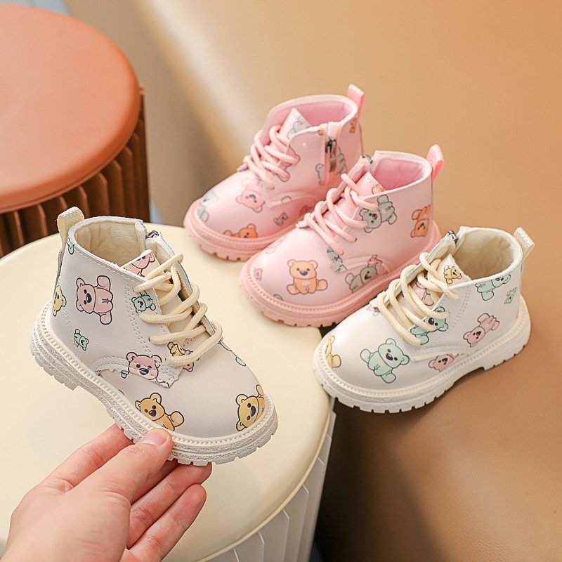Children Soft Sole Leather Boots Low Barrel Short Non-slip Wear-resistant Baby Cartoon Cute Trend Children Fashion Outdoor Boot