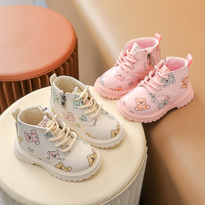 Children Soft Sole Leather Boots Low Barrel Short Non-slip Wear-resistant Baby Cartoon Cute Trend Children Fashion Outdoor Boot