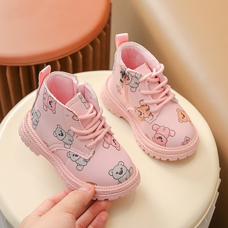 Children Soft Sole Leather Boots Low Barrel Short Non-slip Wear-resistant Baby Cartoon Cute Trend Children Fashion Outdoor Boot