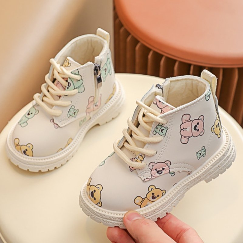 Children Soft Sole Leather Boots Low Barrel Short Non-slip Wear-resistant Baby Cartoon Cute Trend Children Fashion Outdoor Boot