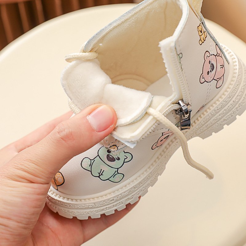 Children Soft Sole Leather Boots Low Barrel Short Non-slip Wear-resistant Baby Cartoon Cute Trend Children Fashion Outdoor Boot