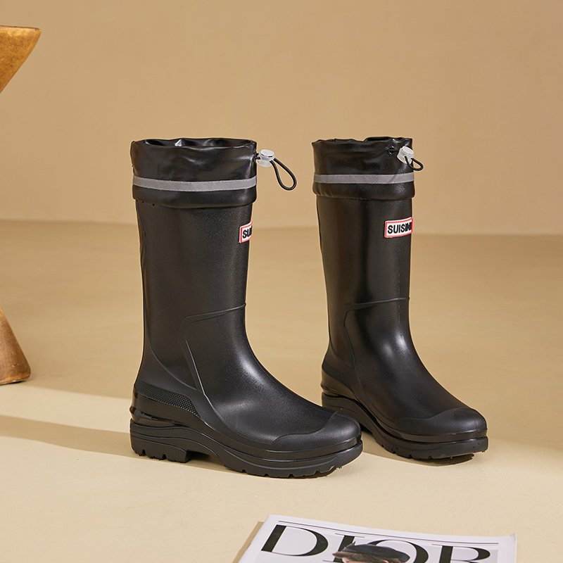 Wholesale Four Seasons Lightweight High-Tube Rubber Rain Boots for Ladies Fashion Work Boot PVC Insole Waterproof Winter Autumn