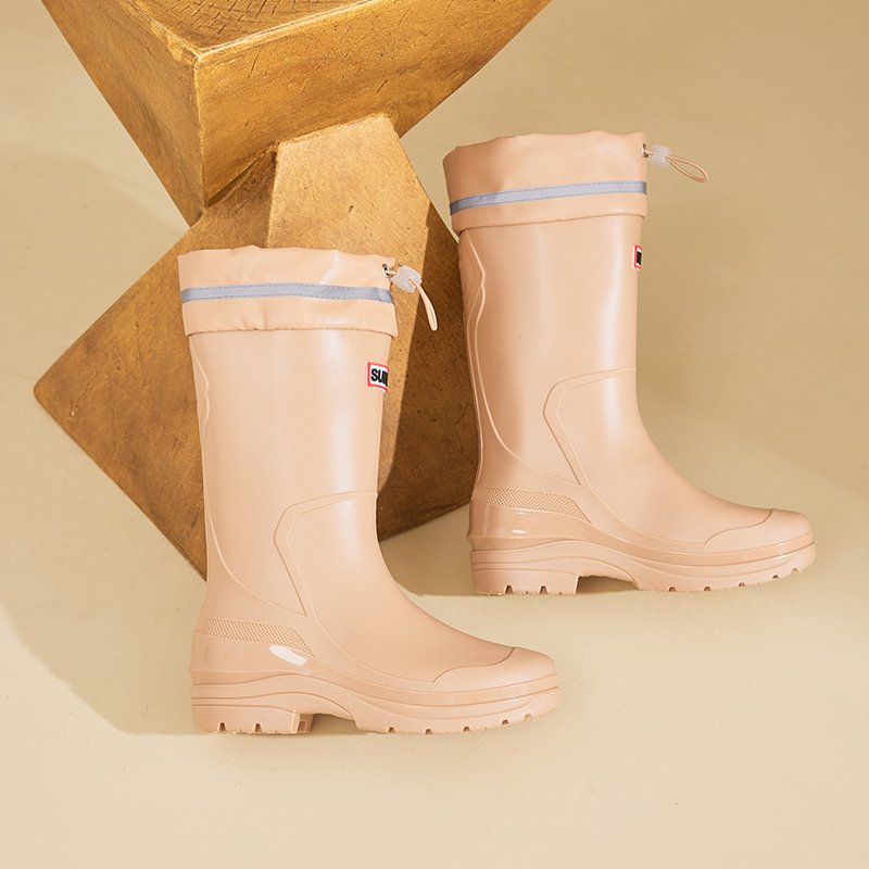 Wholesale Four Seasons Lightweight High-Tube Rubber Rain Boots for Ladies Fashion Work Boot PVC Insole Waterproof Winter Autumn