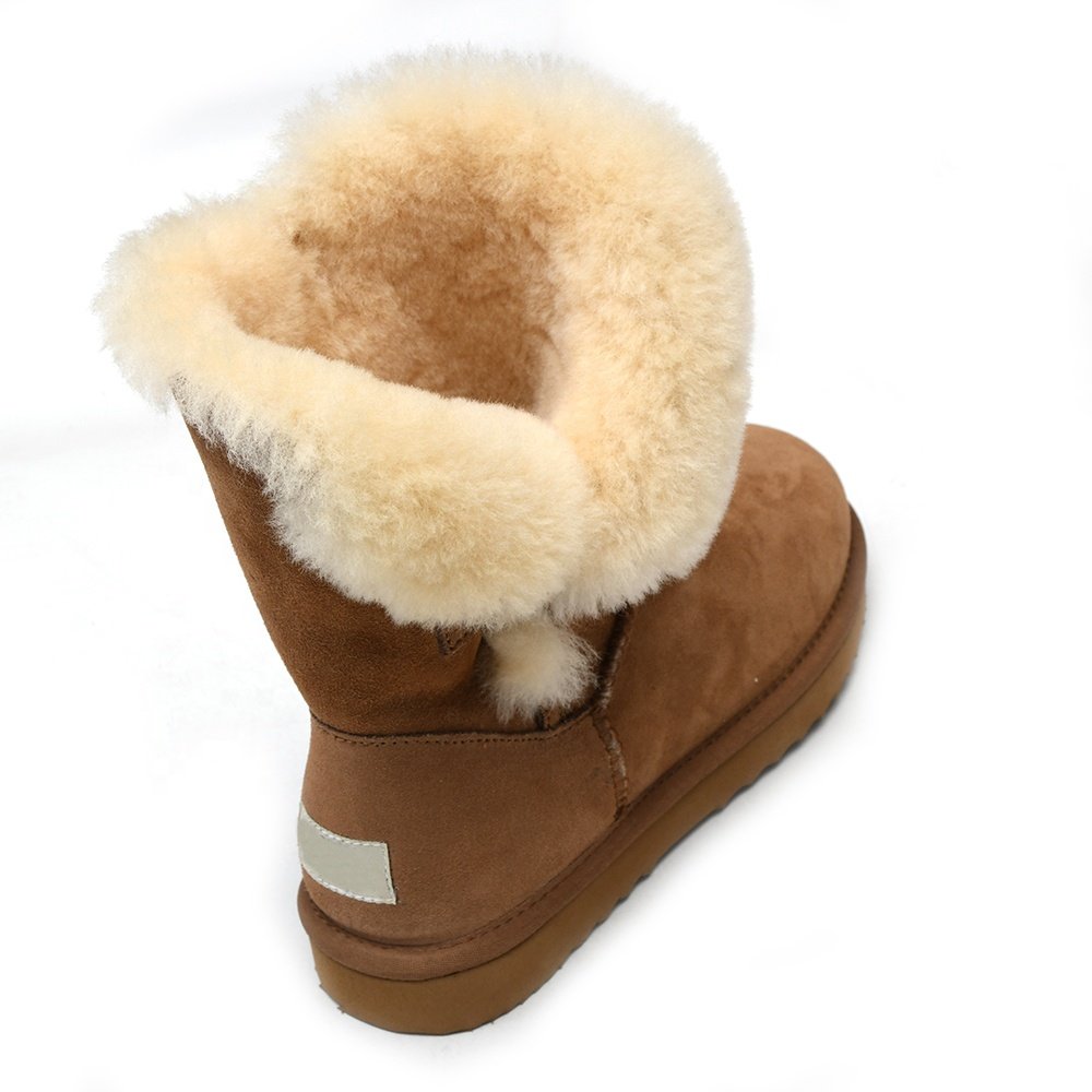 Custom Luxury Designer Women's Ankle Boots Anti-Slippery Luxury Sheepskin Boots with Long Fur for Winter Outdoor Fashion